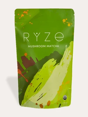 RYZE Mushroom Matcha - with 6 Organic Adaptogenic Mushrooms Grown In USA and Ceremonial-Grade Japanese Matcha