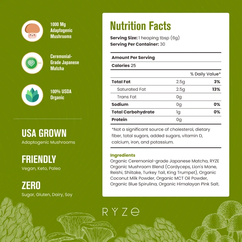 RYZE Organic Mushroom Matcha Starter Kit (60 servings) - Image 8